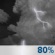 Saturday Night: Chance Showers And Thunderstorms then Showers And Thunderstorms