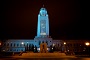 This is a view or our State Capital building in Lincoln, NE at night